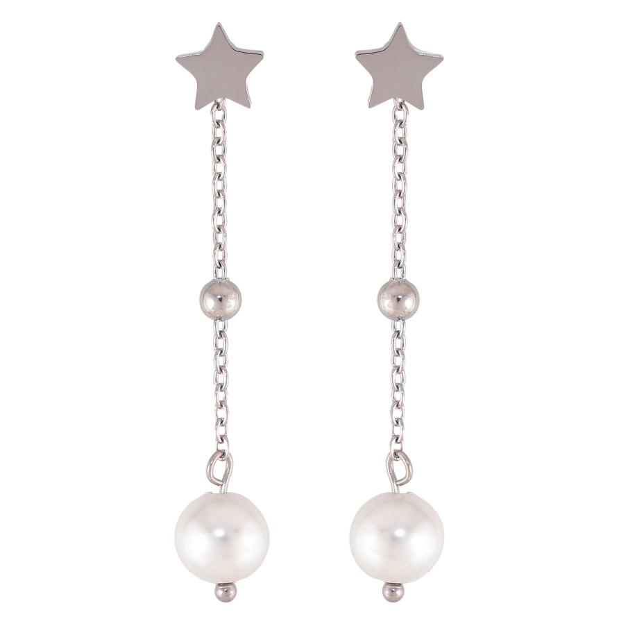 Серьги Xuping TTM Stainless Steel цвет Родий пусеты "Жемчужные подвески на звездах" 2 в 1 фото №1 Серьги Xuping TTM Stainless Steel цвет Родий пусеты "Жемчужные подвески на звездах" 2 в 1 фото №1