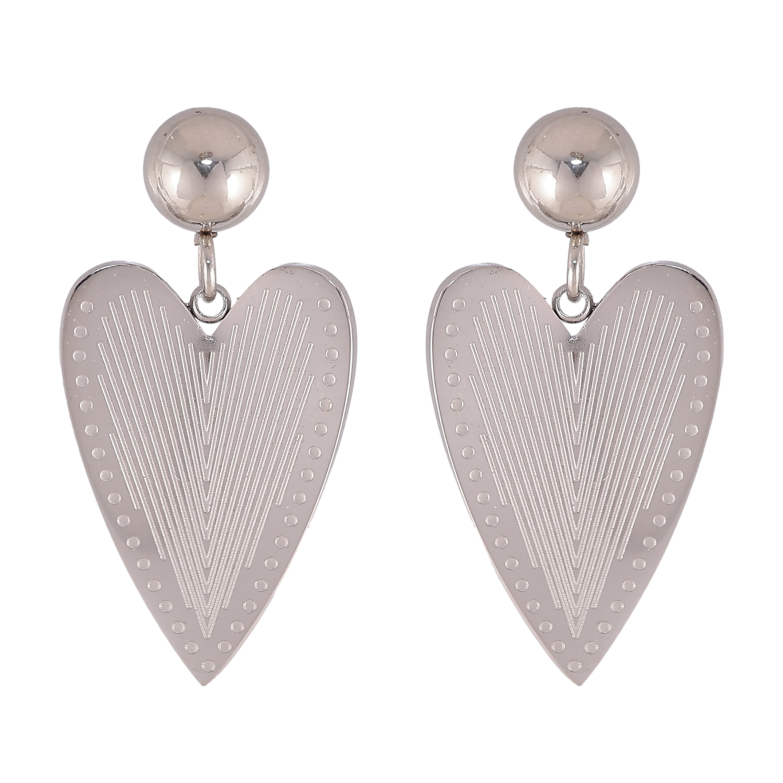 Серьги Xuping TTM Stainless Steel цвет Родий пусеты "Сердечки" фото №1