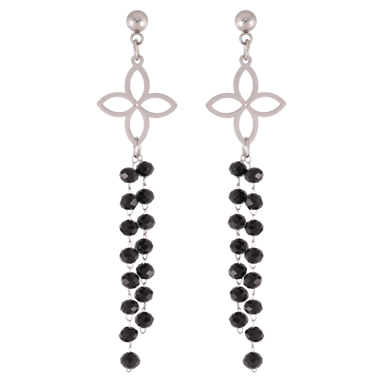 Серьги Xuping TTM Stainless Steel цвет Родий пусеты "Цветочные подвески" фото №1