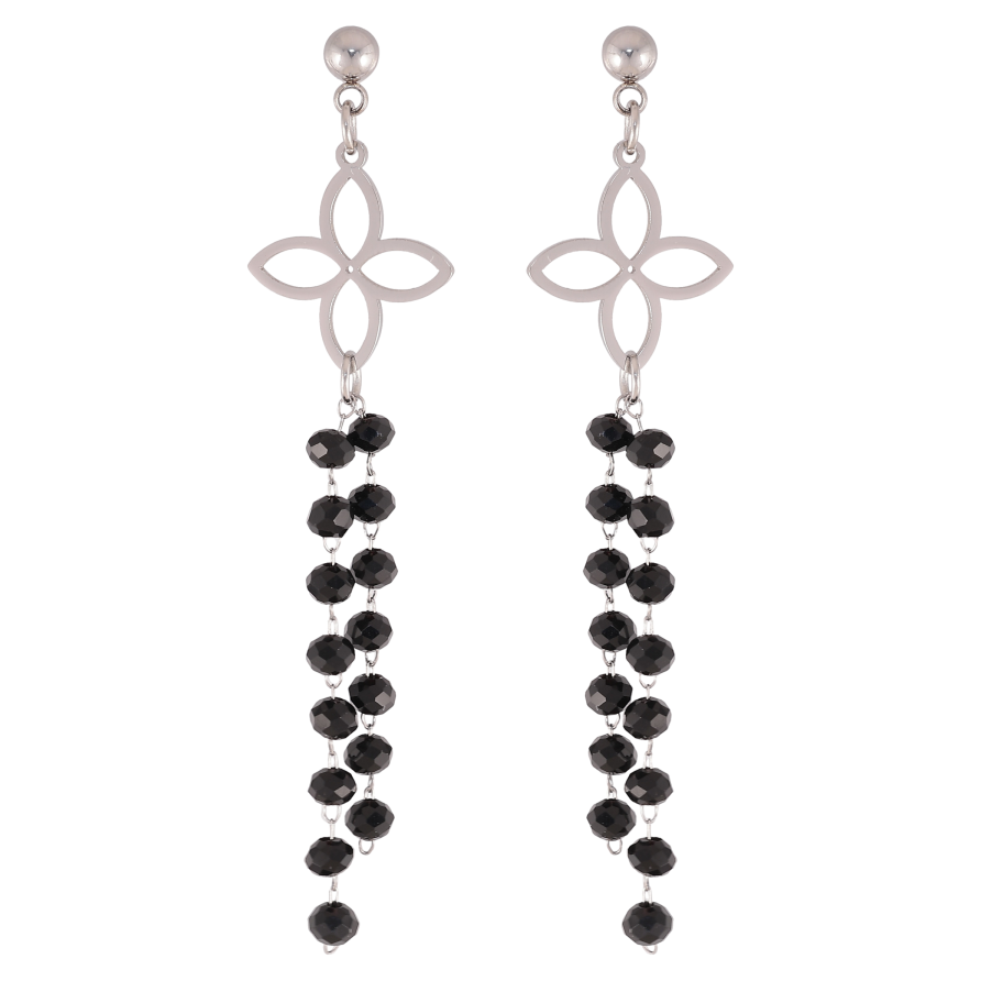Серьги Xuping TTM Stainless Steel цвет Родий пусеты "Цветочные подвески" фото №1 Серьги Xuping TTM Stainless Steel цвет Родий пусеты "Цветочные подвески" фото №1