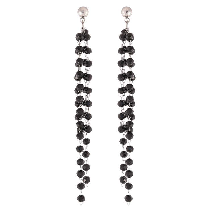 Серьги Xuping TTM Stainless Steel цвет Родий пусеты "Подвески с черными бусинами" фото №24 Серьги Xuping TTM Stainless Steel цвет Родий пусеты "Подвески с черными бусинами" фото №24