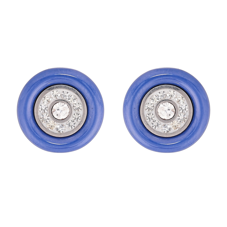 Серьги Xuping TTM Stainless Steel цвет Родий пусеты "Колечки с кристаллами и синей керамикой" фото №19 Серьги Xuping TTM Stainless Steel цвет Родий пусеты "Колечки с кристаллами и синей керамикой" фото №19