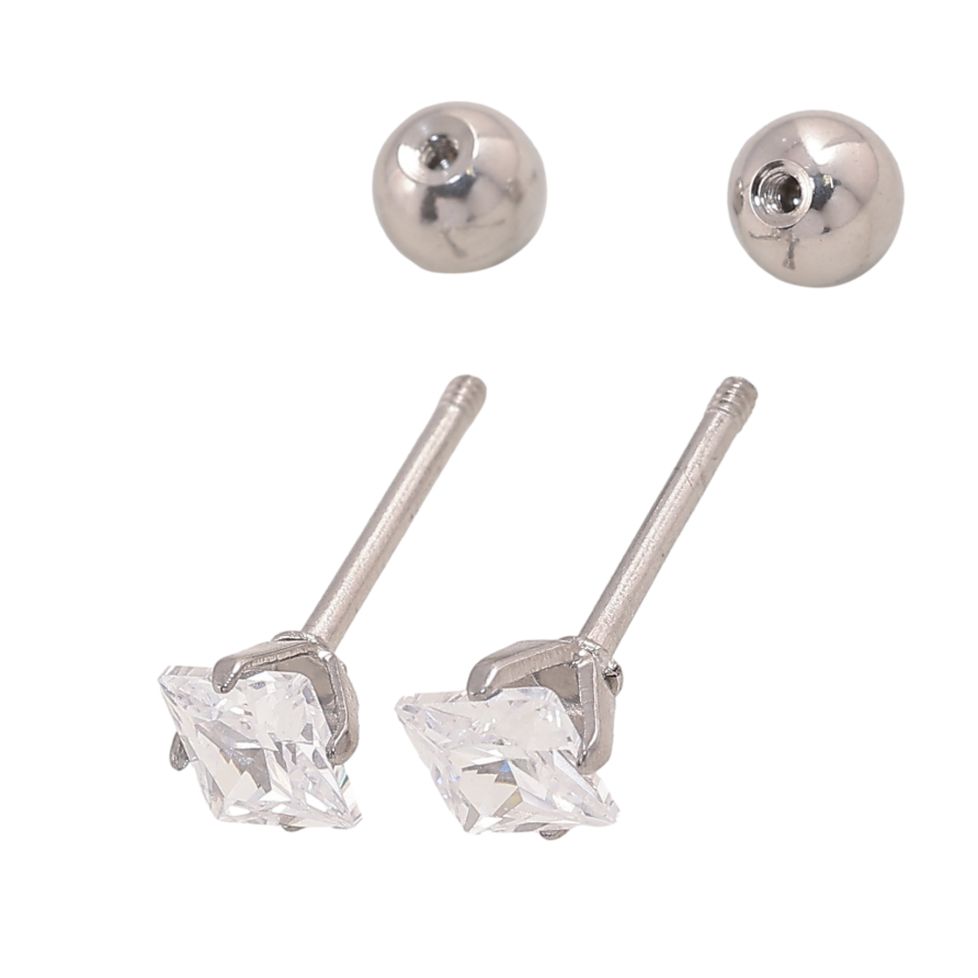 Серьги Xuping TTM Stainless Steel цвет Родий пусеты "Кристаллы" 4х4мм, застежки закрутки фото №1 Серьги Xuping TTM Stainless Steel цвет Родий пусеты "Кристаллы" 4х4мм, застежки закрутки фото №1