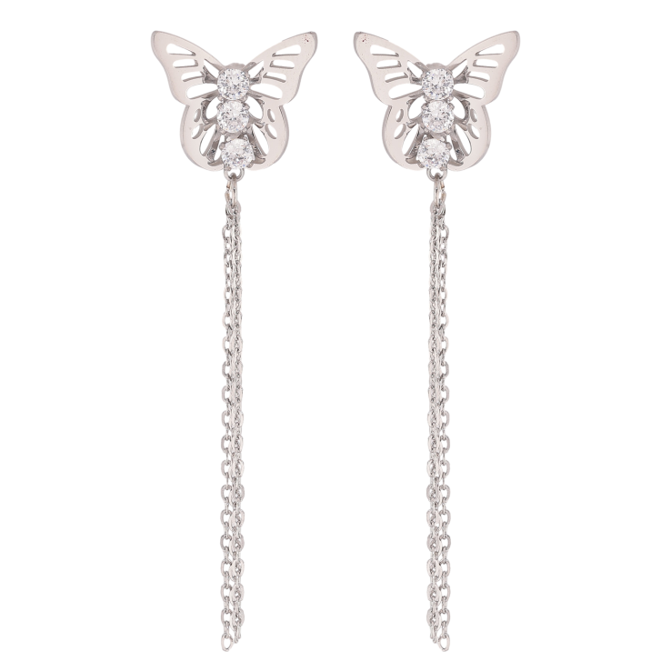 Серьги Xuping TTM Stainless Steel цвет Родий пусеты "Бабочки с цепочками" фото №23 Серьги Xuping TTM Stainless Steel цвет Родий пусеты "Бабочки с цепочками" фото №23