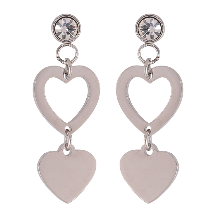 Серьги Xuping TTM Stainless Steel цвет Родий пусеты "Сердечки" фото №10 Серьги Xuping TTM Stainless Steel цвет Родий пусеты "Сердечки" фото №10