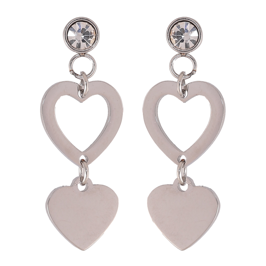 Серьги Xuping TTM Stainless Steel цвет Родий пусеты "Сердечки" фото №1 Серьги Xuping TTM Stainless Steel цвет Родий пусеты "Сердечки" фото №1