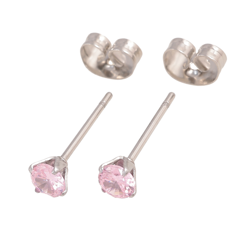 Сережки Xuping TTM Stainless Steel колір Родій пусети "Рожеві кристали в 4-х крапановій оправі" ø 4мм фото №1 Сережки Xuping TTM Stainless Steel колір Родій пусети "Рожеві кристали в 4-х крапановій оправі" ø 4мм фото №1