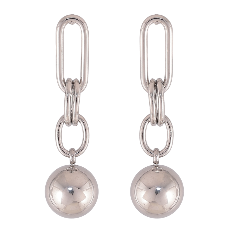 Сережки Xuping TTM Stainless Steel колір Родій пусети "Підвіски з кульками" фото №13