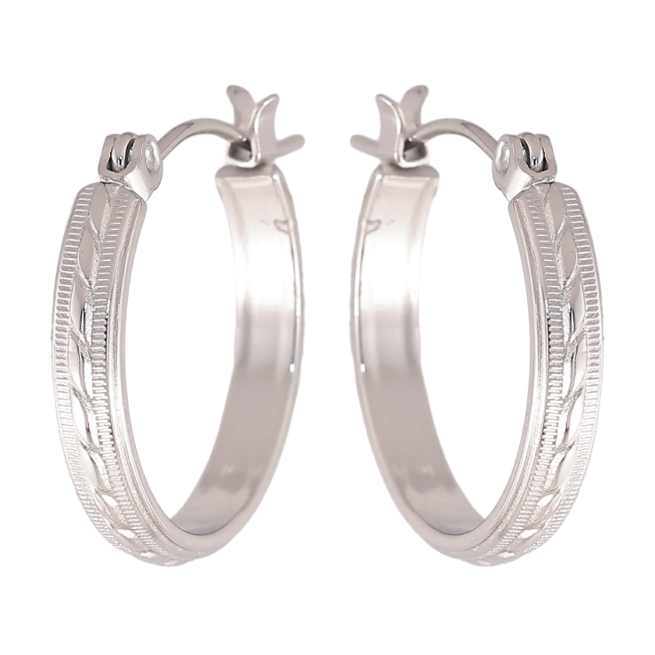 Серьги Xuping TTM Stainless Steel цвет Родий замок-булавка "Кольца с узором" ø 2см - Фото 2