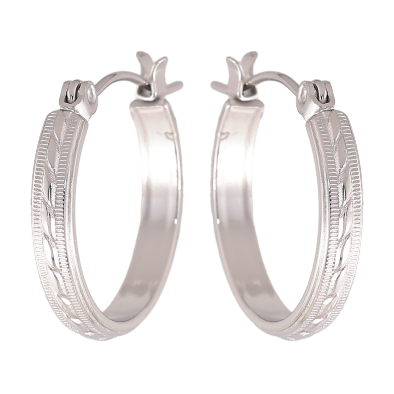 Сережки Xuping TTM Stainless Steel колір Родій замок-шпилька "Кільця з візерунком" ø 2см фото №1