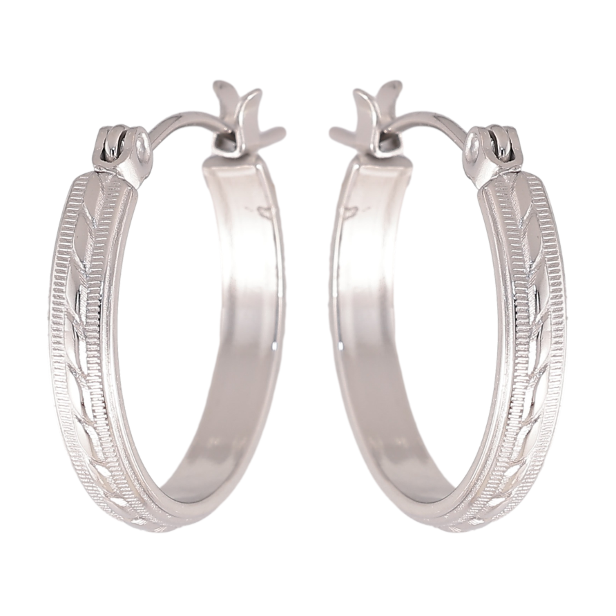 Серьги Xuping TTM Stainless Steel цвет Родий замок-булавка "Кольца с узором" ø 2см фото №1