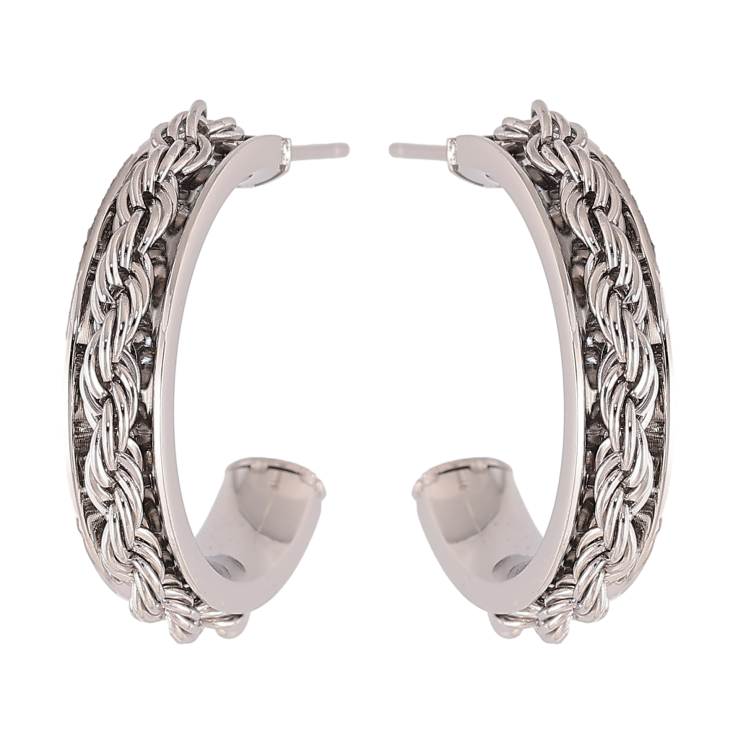 Сережки Xuping TTM Stainless Steel колір Родій пусети "Декоративні дуги" фото №9