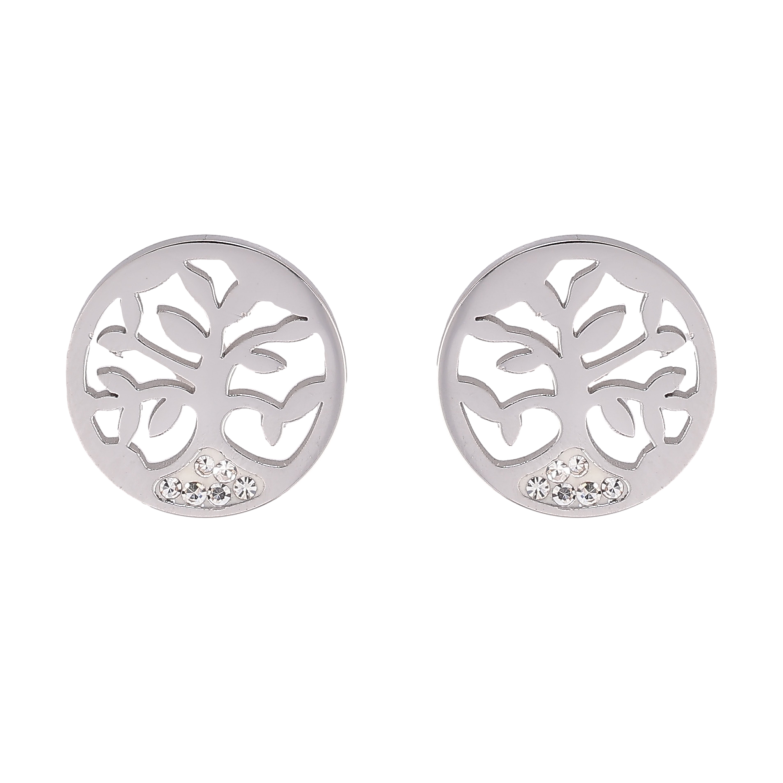 Серьги Xuping TTM Stainless Steel цвет Родий пусеты "Древо жизни" фото №1 Серьги Xuping TTM Stainless Steel цвет Родий пусеты "Древо жизни" фото №1