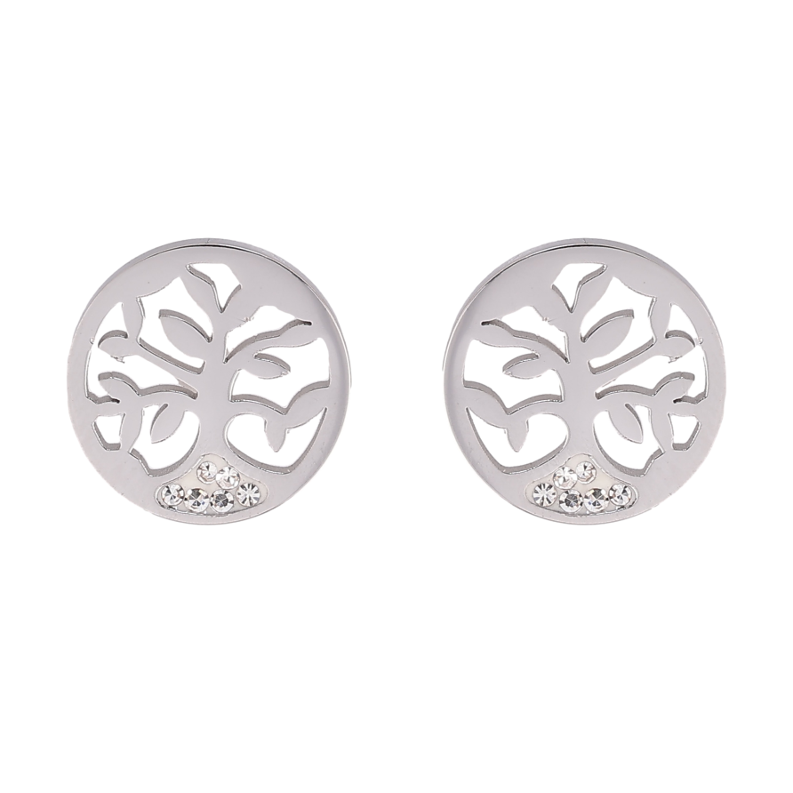 Сережки Xuping TTM Stainless Steel колір Родій пусети "Древо життя" фото №1 Сережки Xuping TTM Stainless Steel колір Родій пусети "Древо життя" фото №1