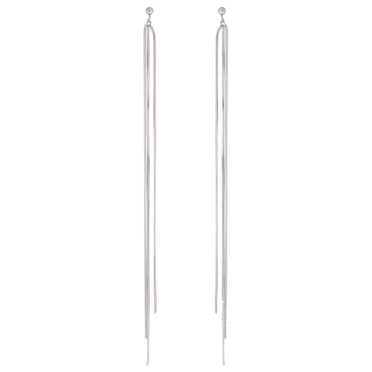 Сережки Xuping TTM Stainless Steel колір Родій пусети "Підвіски з ланцюжків" фото №4