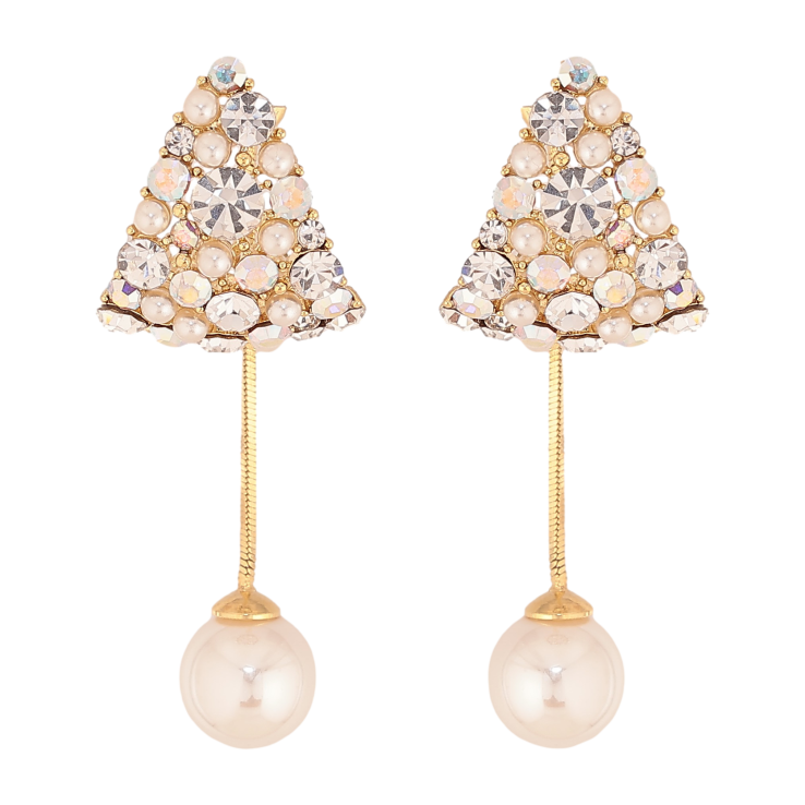 Сережки Xuping колір 14K з кристалами Swarovski пусети "Авангард з кристалами АВ та перлинами ø 8мм" фото №5 Сережки Xuping колір 14K з кристалами Swarovski пусети "Авангард з кристалами АВ та перлинами ø 8мм" фото №5