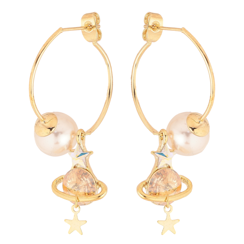 Серьги Xuping цвет 14K с кристаллами Swarovski пусеты "Галактика с кр-ллами Topaz и АВ" фото №3