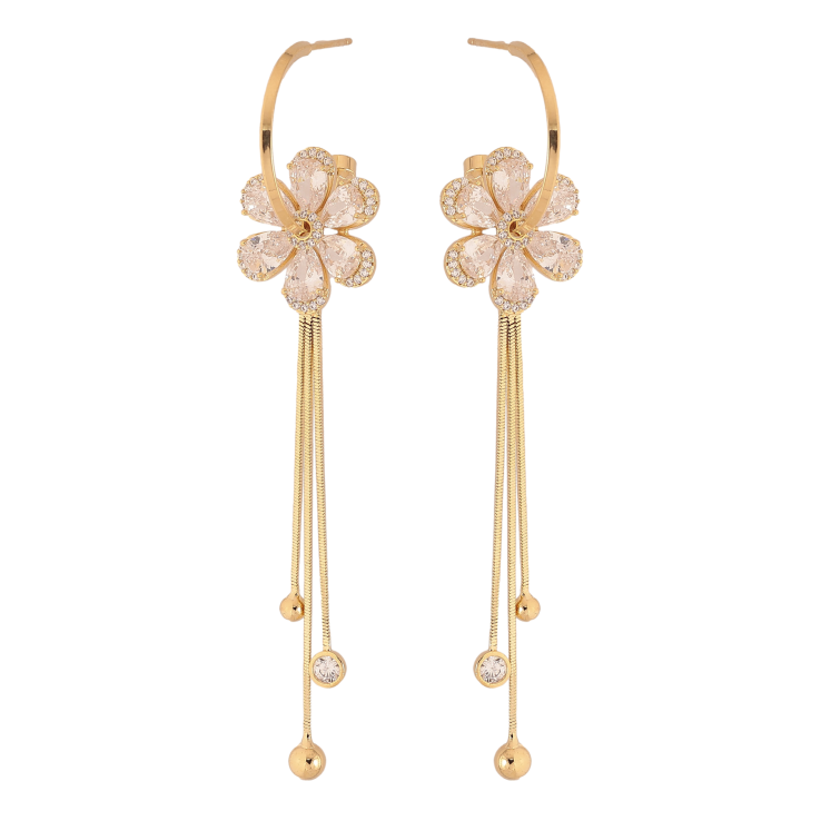 Сережки Xuping колір 14K з кристалами Swarovski пусети "Кристальні квіточки на дугах" фото №25 Сережки Xuping колір 14K з кристалами Swarovski пусети "Кристальні квіточки на дугах" фото №25