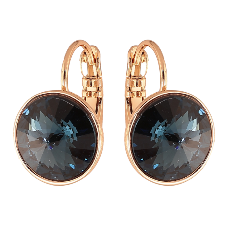 Сережки Xuping колір 18К із кристалами Swarovski французький замок "Кристали  Montana" ø 12мм фото №24