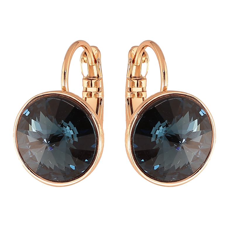 Сережки Xuping колір 18К із кристалами Swarovski французький замок "Кристали  Montana" ø 12мм фото №1