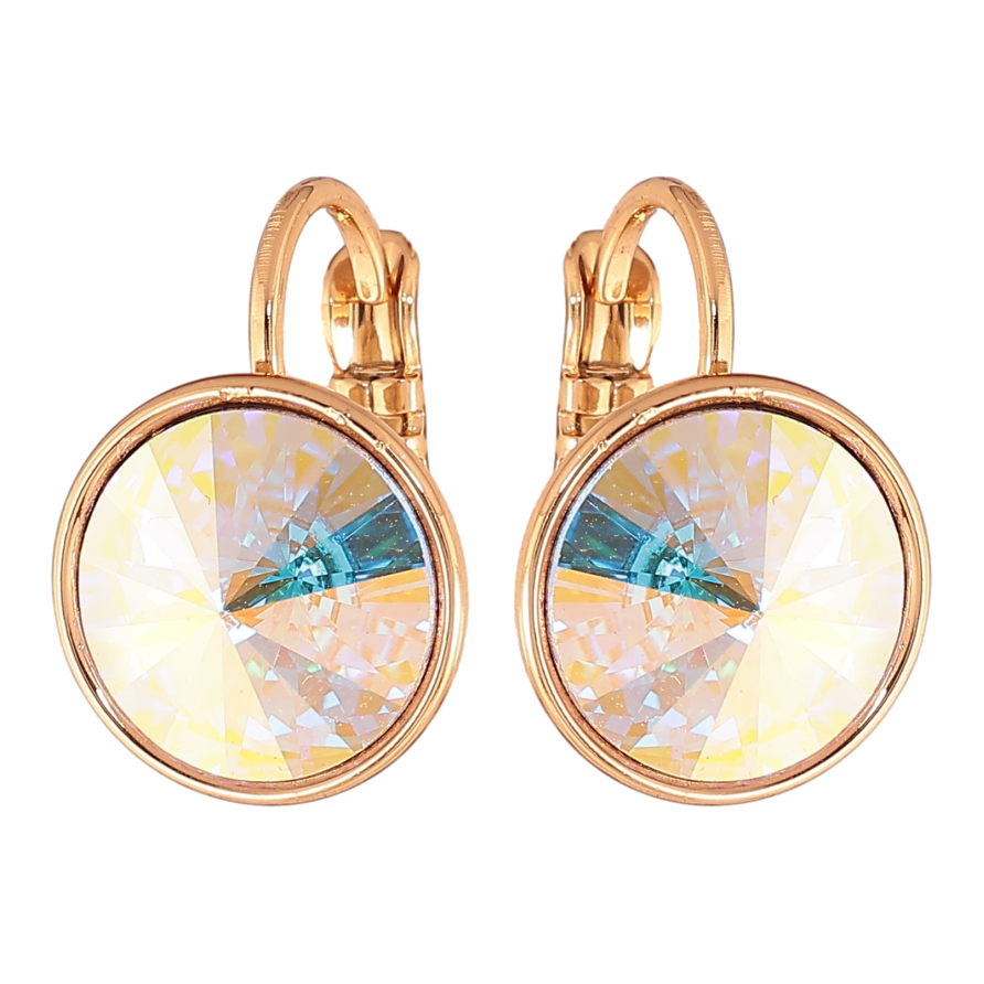 Сережки Xuping колір 18К із кристалами Swarovski французький замок "Кристали АВ" ø 12мм фото №1