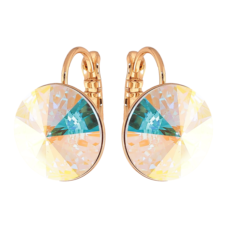 Сережки Xuping колір 18К із кристалами Swarovski французький замок "Кристали АВ" ø 14мм фото №1