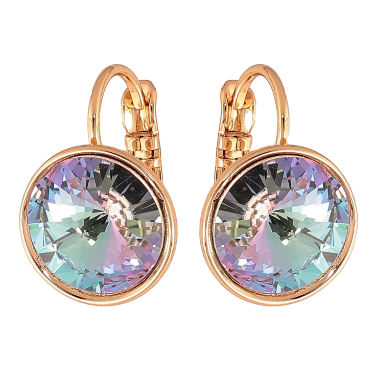 Сережки Xuping колір 18К із кристалами Swarovski французький замок "Кристали  Paradise Shine" ø 12мм фото №2