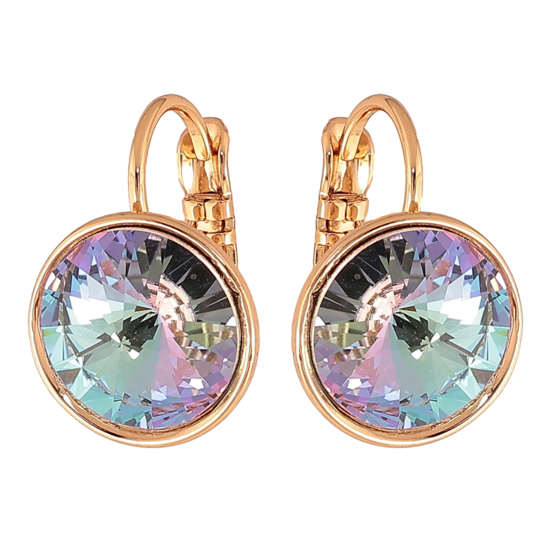 Сережки Xuping колір 18К із кристалами Swarovski французький замок "Кристали Paradise Shine" ø 12мм фото №1 Сережки Xuping колір 18К із кристалами Swarovski французький замок "Кристали Paradise Shine" ø 12мм фото №1