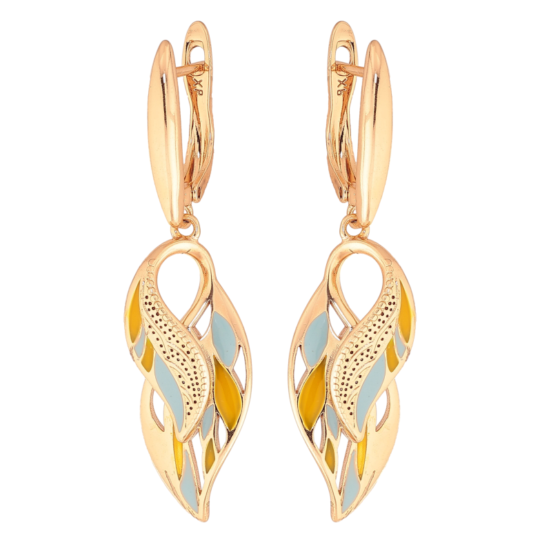 Сережки Xuping колір Позолота 18K англійський замок "Декоративні підвіски з візерунком емаллю" фото №1