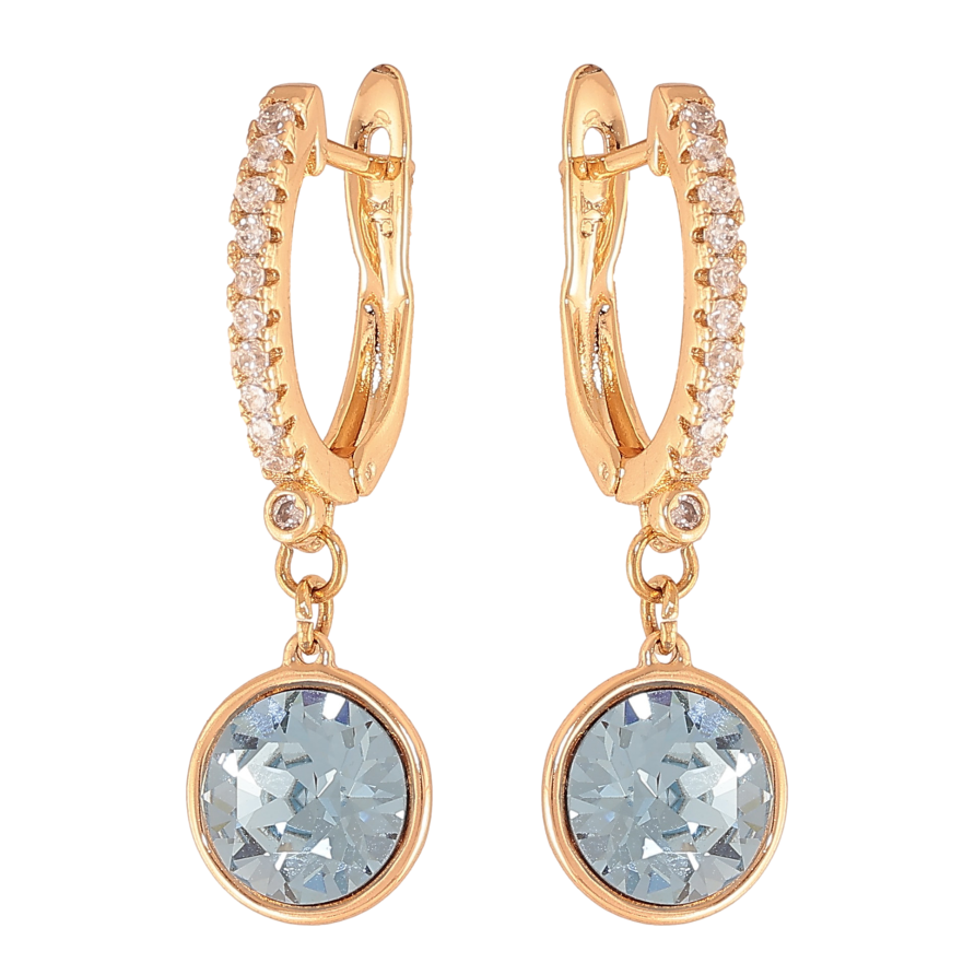 Серьги Xuping цвет 18K с кристаллами Swarovski английский замок "Подвески с кристаллами Aquamarine" фото №1 Серьги Xuping цвет 18K с кристаллами Swarovski английский замок "Подвески с кристаллами Aquamarine" фото №1