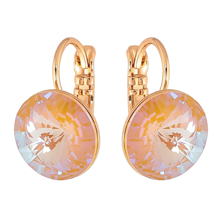 Сережки Xuping колір 18К із кристалами Swarovski французький замок "Кристали Smoked Topaz" ø 12мм фото №8