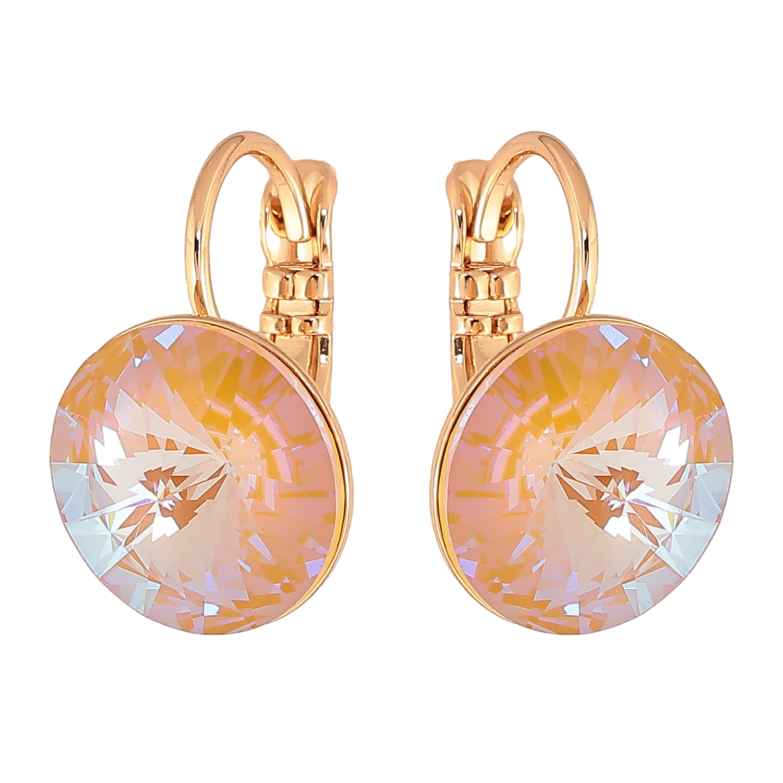 Сережки Xuping колір 18К із кристалами Swarovski французький замок "Кристали Smoked Topaz" ø 12мм фото №1 Сережки Xuping колір 18К із кристалами Swarovski французький замок "Кристали Smoked Topaz" ø 12мм фото №1