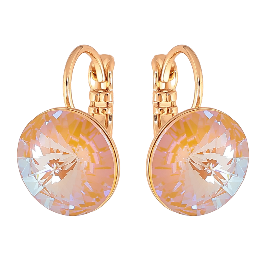 Сережки Xuping колір 18К із кристалами Swarovski французький замок "Кристали Smoked Topaz" ø 12мм фото №1 Сережки Xuping колір 18К із кристалами Swarovski французький замок "Кристали Smoked Topaz" ø 12мм фото №1