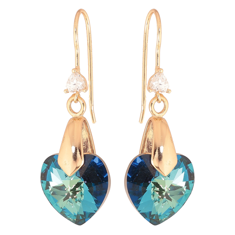 Серьги Xuping цвет 18K с кристаллами Swarovski французский замок "Кристальные сердечки Metallic Blue" фото №1 Серьги Xuping цвет 18K с кристаллами Swarovski французский замок "Кристальные сердечки Metallic Blue" фото №1