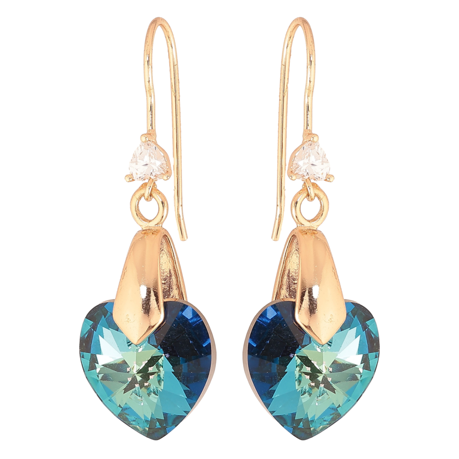 Серьги Xuping цвет 18K с кристаллами Swarovski французский замок "Кристальные сердечки Metallic Blue" фото №1 Серьги Xuping цвет 18K с кристаллами Swarovski французский замок "Кристальные сердечки Metallic Blue" фото №1