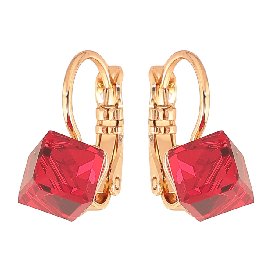Серьги Xuping цвет 18K с кристаллами Swarovski французский замок "Кристальные кубики Siam" 6х6мм фото №1 Серьги Xuping цвет 18K с кристаллами Swarovski французский замок "Кристальные кубики Siam" 6х6мм фото №1