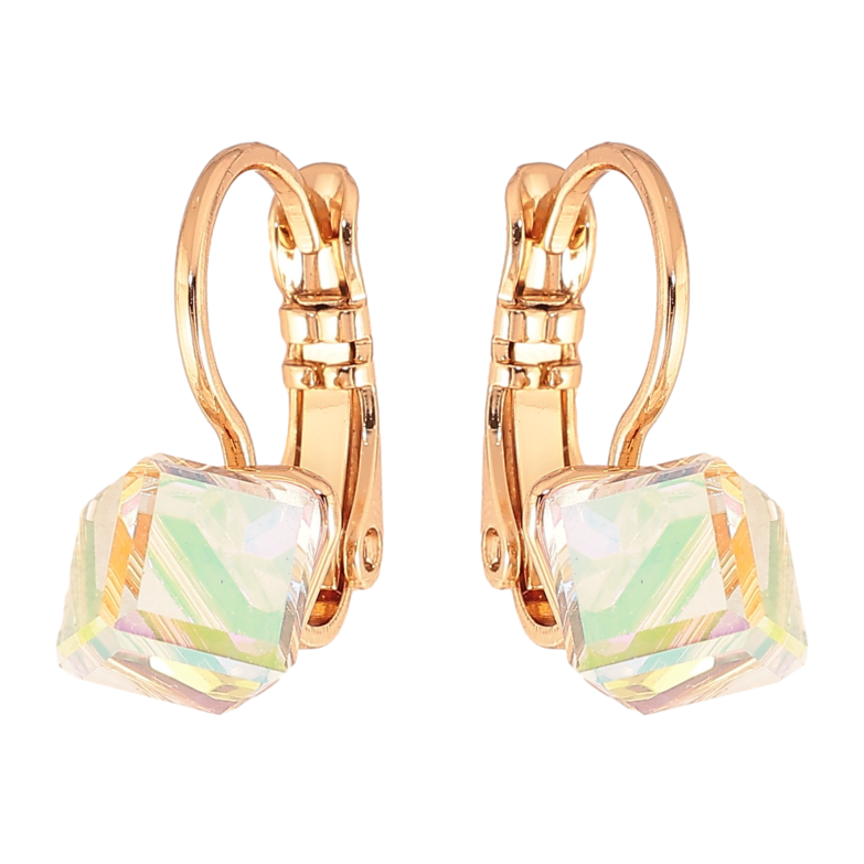 Сережки Xuping колір 18K з кристалами Swarovski французький замок "Кристальні кубики Shimmer" 6х6мм фото №2 Сережки Xuping колір 18K з кристалами Swarovski французький замок "Кристальні кубики Shimmer" 6х6мм фото №2