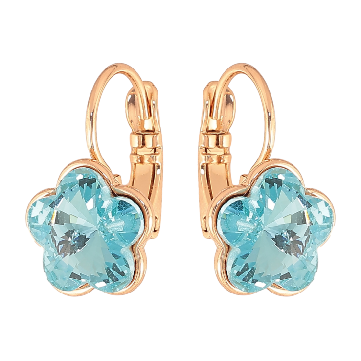 Серьги Xuping цвет 18K с кристаллами Swarovski французский замок "Кристальные цветочки Aquamarine" фото №6