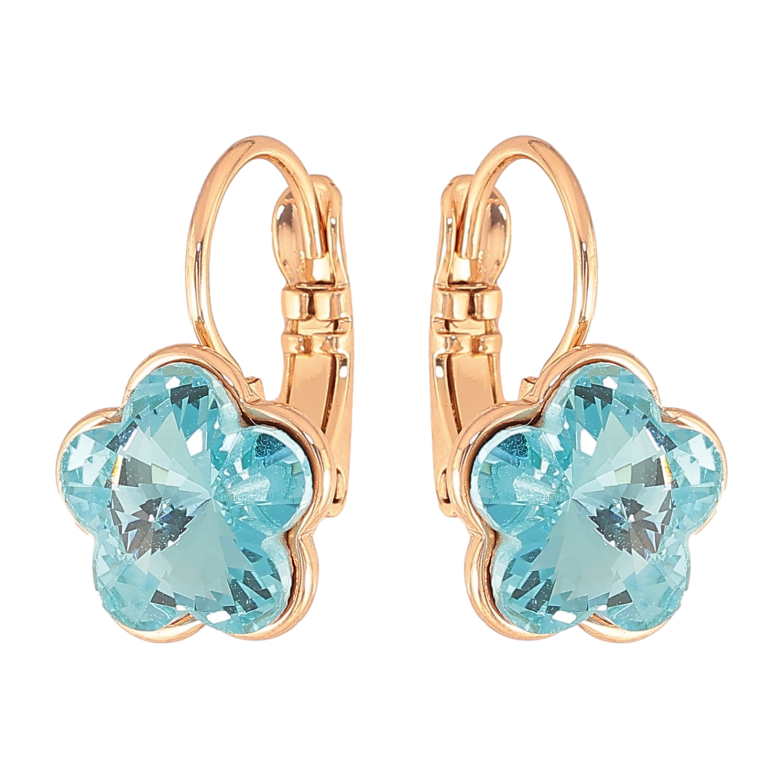 Серьги Xuping цвет 18K с кристаллами Swarovski французский замок "Кристальные цветочки Aquamarine" фото №1