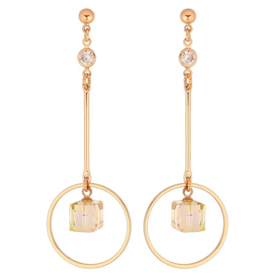 Сережки Xuping колір 18K з кристалами Swarovski пусети "Декоративні підвіски з кубиками Vitrail Light" фото №1 Сережки Xuping колір 18K з кристалами Swarovski пусети "Декоративні підвіски з кубиками Vitrail Light" фото №1