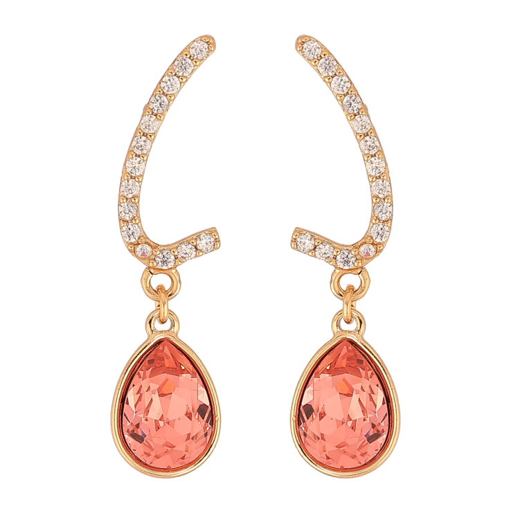 Сережки Xuping колір 18K з кристалами Swarovski пусети "Дуги з кристальними крапельками Padparadscha" фото №23 Сережки Xuping колір 18K з кристалами Swarovski пусети "Дуги з кристальними крапельками Padparadscha" фото №23