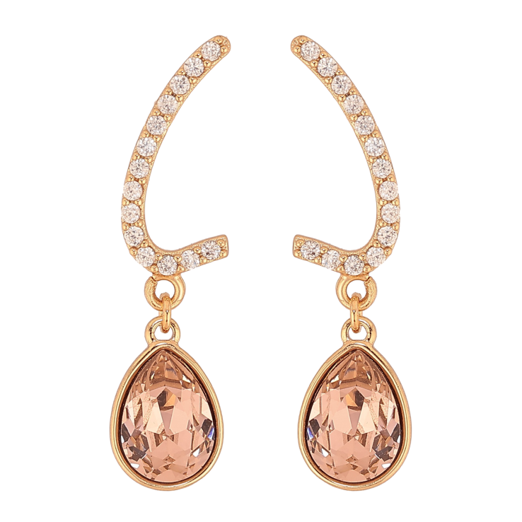 Сережки Xuping колір 18K з кристалами Swarovski пусети "Дуги з кристальними крапельками Antique Pink" фото №21 Сережки Xuping колір 18K з кристалами Swarovski пусети "Дуги з кристальними крапельками Antique Pink" фото №21