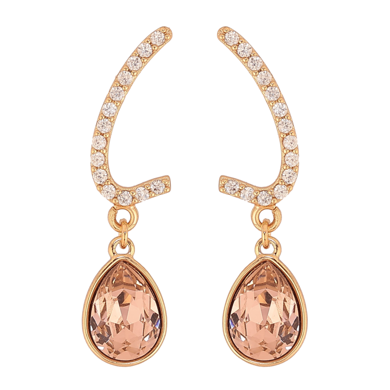 Серьги Xuping цвет 18K с кристаллами Swarovski пусеты "Дуги с кристальными капельками Antique Pink" фото №1 Серьги Xuping цвет 18K с кристаллами Swarovski пусеты "Дуги с кристальными капельками Antique Pink" фото №1