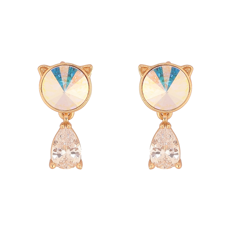 Сережки Xuping колір 18K з кристалами Swarovski пусети "Котики з кристалом AB" фото №8 Сережки Xuping колір 18K з кристалами Swarovski пусети "Котики з кристалом AB" фото №8