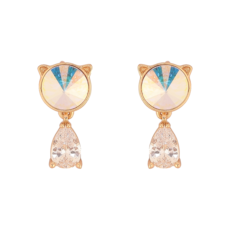Серьги Xuping цвет 18K с кристаллами Swarovski пусеты "Котики с кристаллом AB" фото №1