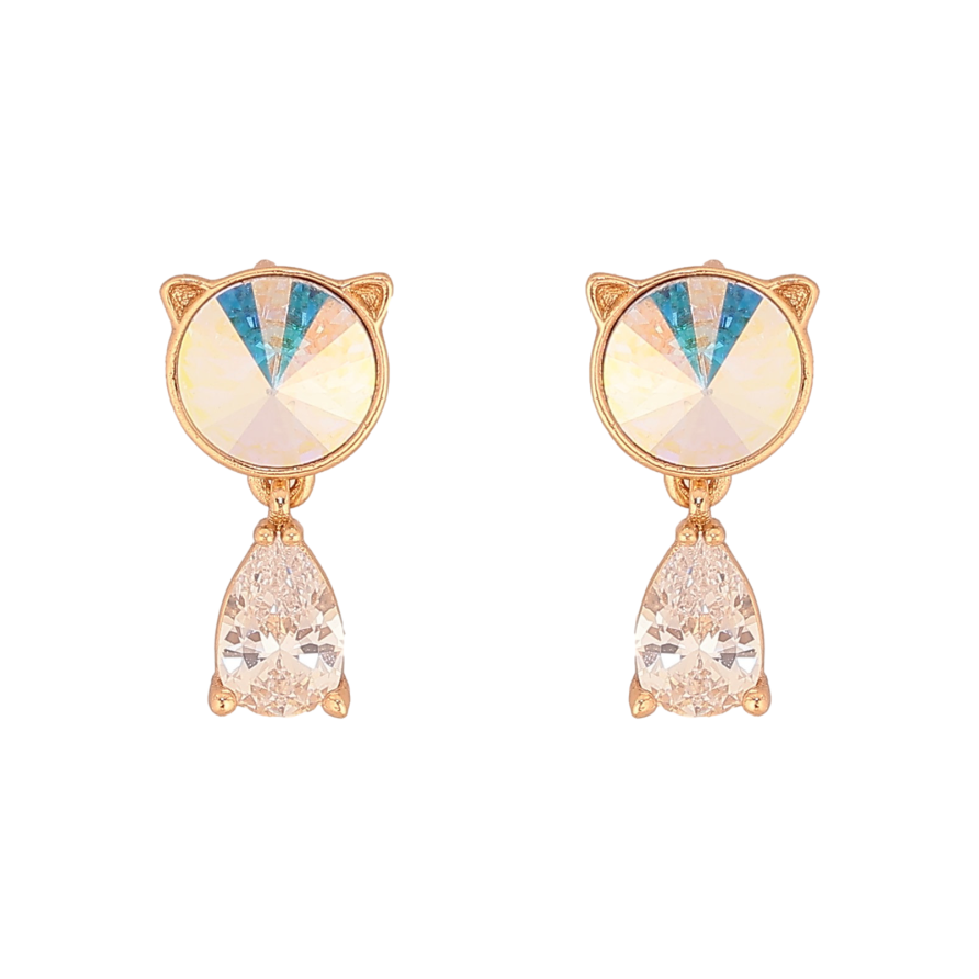 Серьги Xuping цвет 18K с кристаллами Swarovski пусеты "Котики с кристаллом AB" фото №1