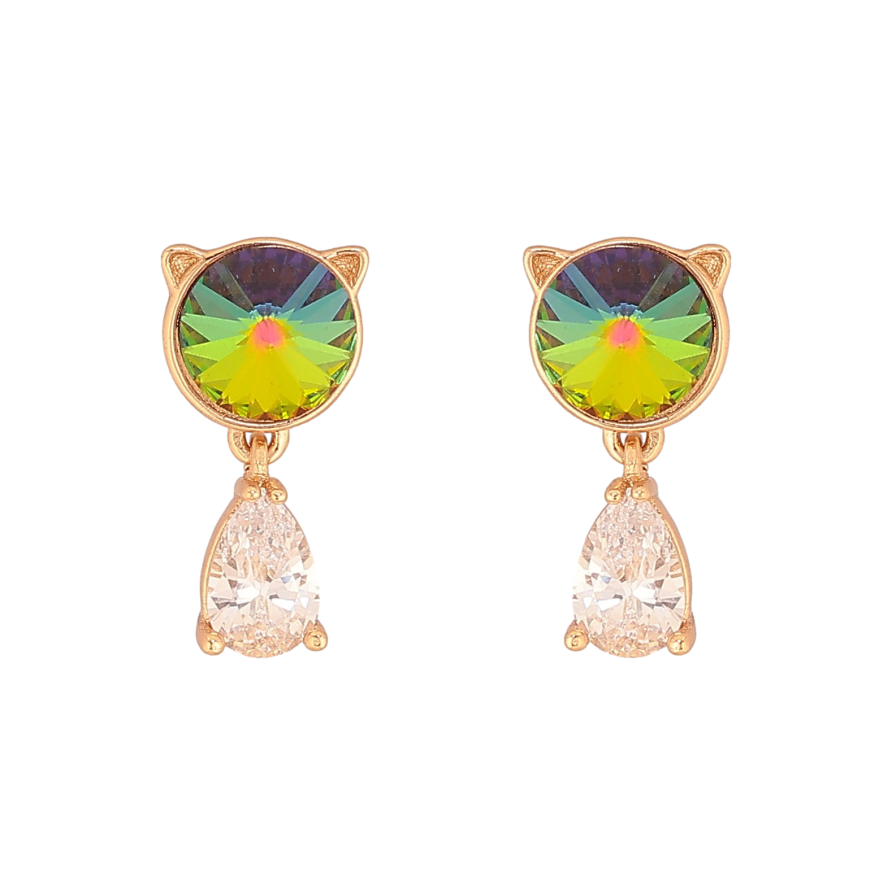 Серьги Xuping цвет 18K с кристаллами Swarovski пусеты "Котики с кристаллом Vitrail Medium" фото №1 Серьги Xuping цвет 18K с кристаллами Swarovski пусеты "Котики с кристаллом Vitrail Medium" фото №1