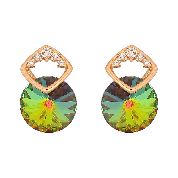 Сережки Xuping колір 18K з кристалами Swarovski пусети "Кристал Vitrail Medium в скріпці ромб" фото №15 Сережки Xuping колір 18K з кристалами Swarovski пусети "Кристал Vitrail Medium в скріпці ромб" фото №15