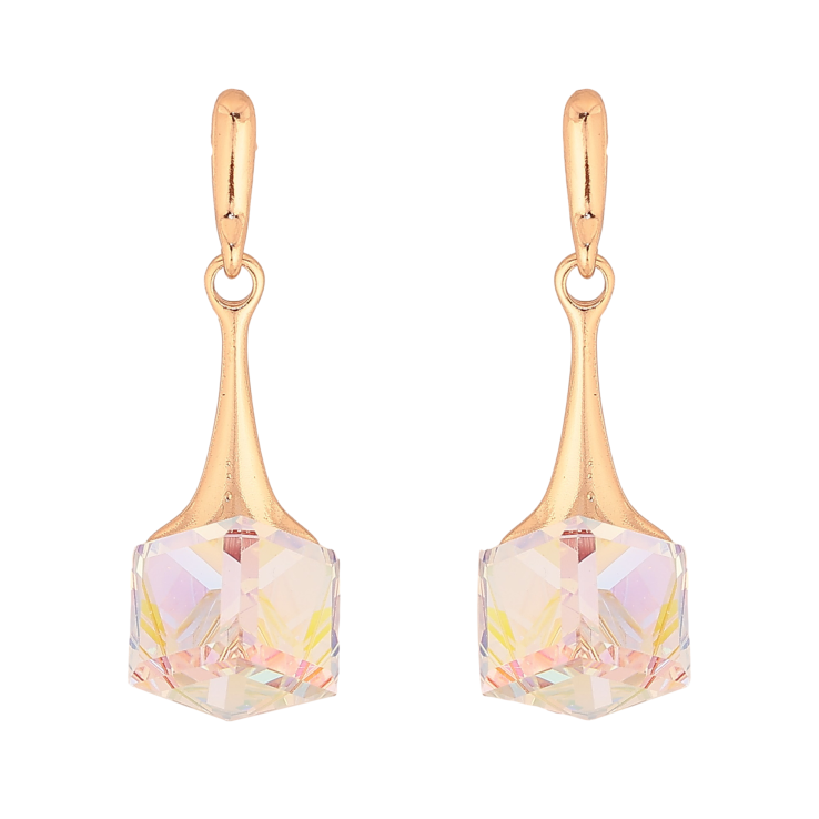 Сережки Xuping колір 18K з кристалами Swarovski пусети "Кристальні кубики Shimmer на підвісках" фото №2 Сережки Xuping колір 18K з кристалами Swarovski пусети "Кристальні кубики Shimmer на підвісках" фото №2