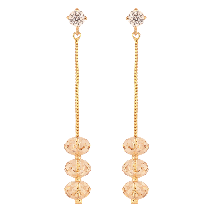 Сережки Xuping колір 18K з кристалами Swarovski пусети "Кристальні намистини Golden Shadow на ланцюжках" фото №1 Сережки Xuping колір 18K з кристалами Swarovski пусети "Кристальні намистини Golden Shadow на ланцюжках" фото №1